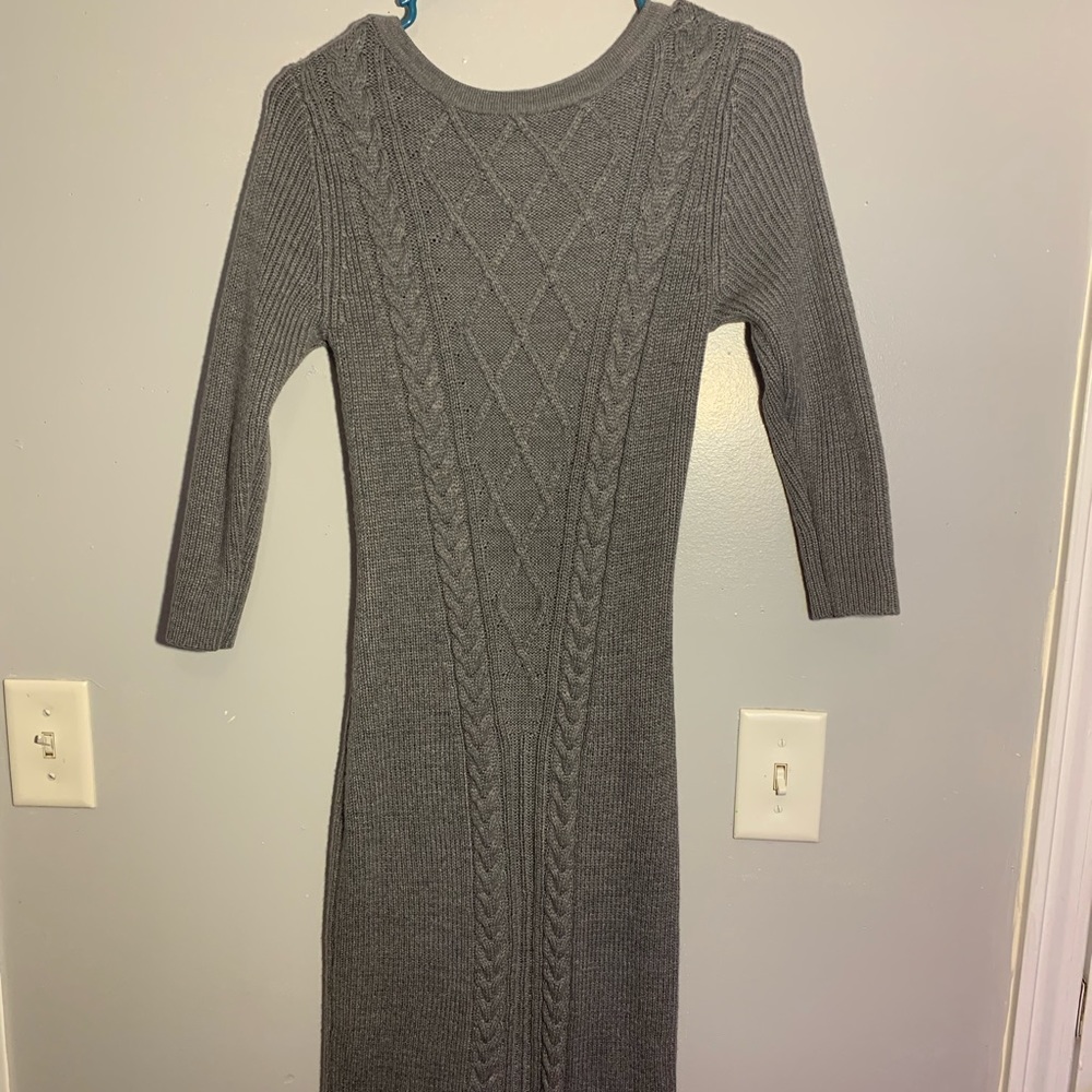Grey knit winter dress